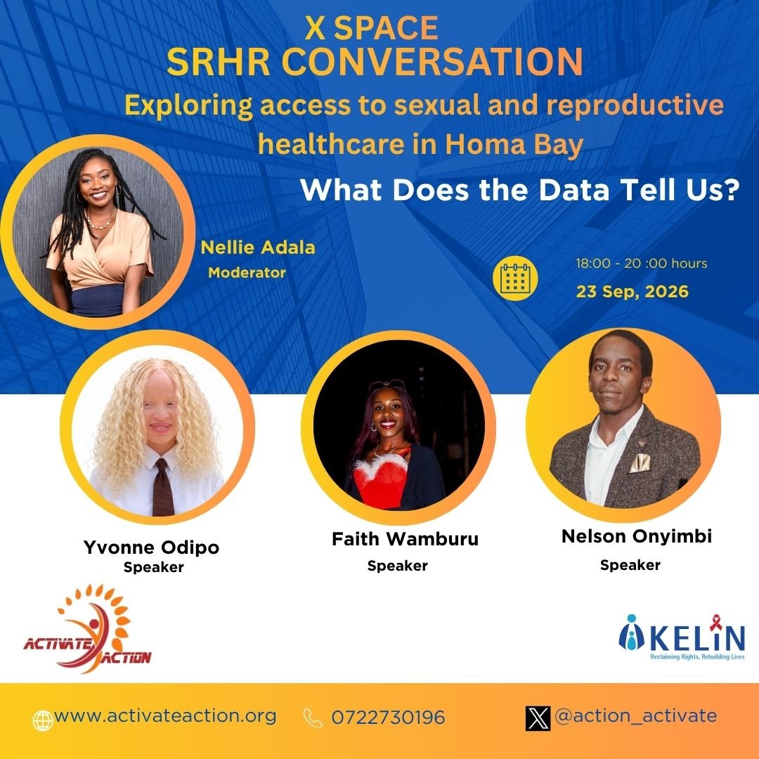 action_activate's tweet photo. The conversation we need to have. 

Join us as we bring together diverse SRHR voices to reflect on the realities young people and women face in accessing quality reproductive healthcare in Homa Bay County.

Let’s listen, learn, and move from evidence to action.
@KELINKenya https://t.co/TVdPSI9XAv