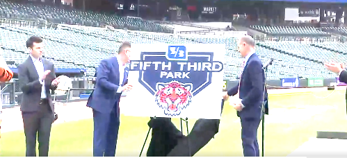 Liliayceous's tweet photo. Not only did this NOT need a (predictably) ridiculous theatrical announcement, it's also A COMPLETELY STUPID, UGLY NAME. Dumbest bank name as it is. Now our park has to wear it, too. So gross. I hate sponsor names on stadiums &amp; arenas. I miss Tiger Stadium. 🥺 @FifthThird @tigers https://t.co/06pHuTphzU