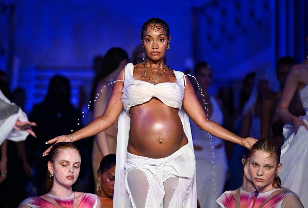 JADEtearoom's tweet photo. Leigh-Anne on modelling Di Petsa’s ‘Holy Milk’ collection: 

“I loved that Di Petsa didn't ask me to make my pregnancy smaller, quieter or more palatable, she made it the centre of the story.” https://t.co/Acna4eFq69