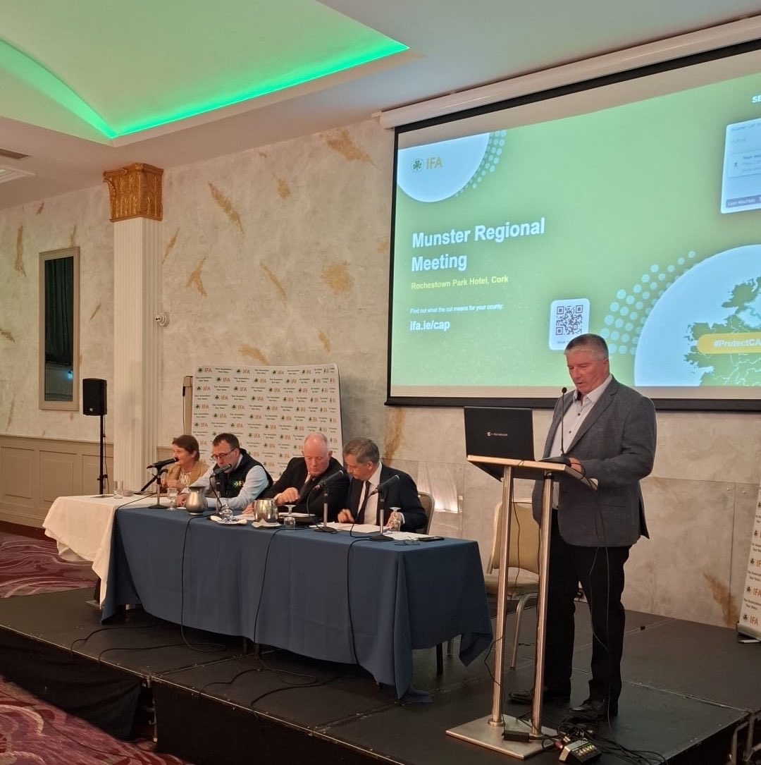 IFAmedia's tweet photo. The Munster Regional CAP Information Meeting is underway in the Rochestown Park Hotel in Cork, with Munster Regional Chair Conor O’Leary opening proceedings. #ProtectCAP https://t.co/oCPxnRJKqD