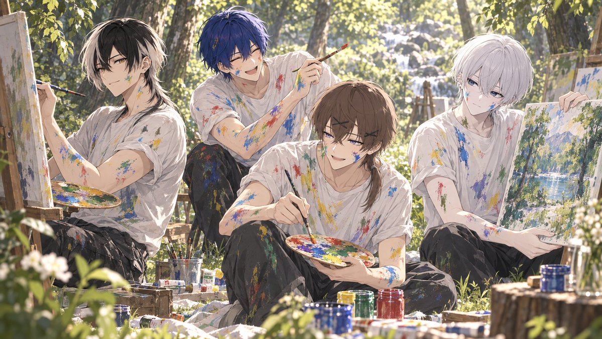 yorukun_uta's tweet photo. お絵描きの森　お疲れ様でした　自画像です
それぞれ自分で描いております

@harigamius_ 
@sou_getsu1212 
@utatako1120 https://t.co/vqdFZmAgHR