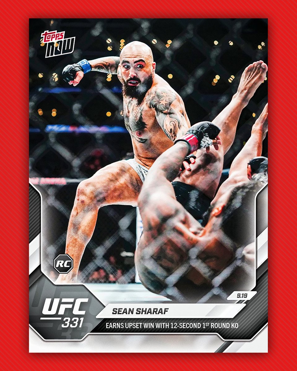 Topps's tweet photo. Sean Sharaf's viral knockout win over Gable Steveson earns him his first official trading card! https://t.co/WcgtSCc0uq