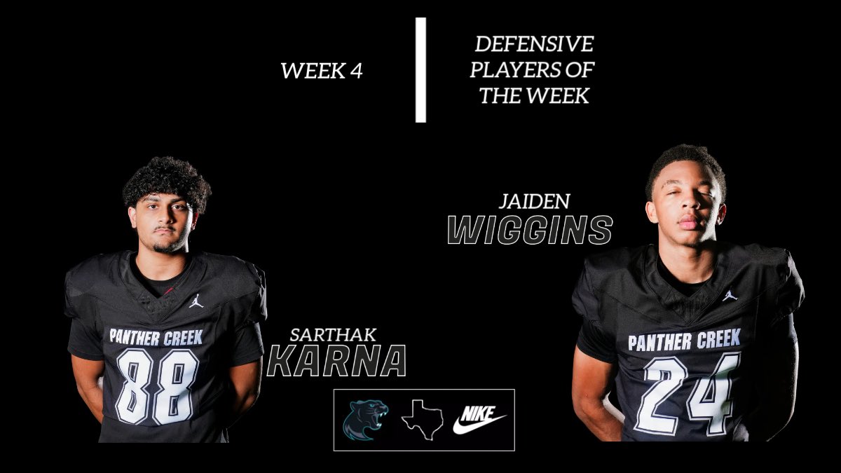 PCHSfriscoFB's tweet photo. Week 4 Varsity Players of the Week!

#CREEK https://t.co/d9I2fFv2u6