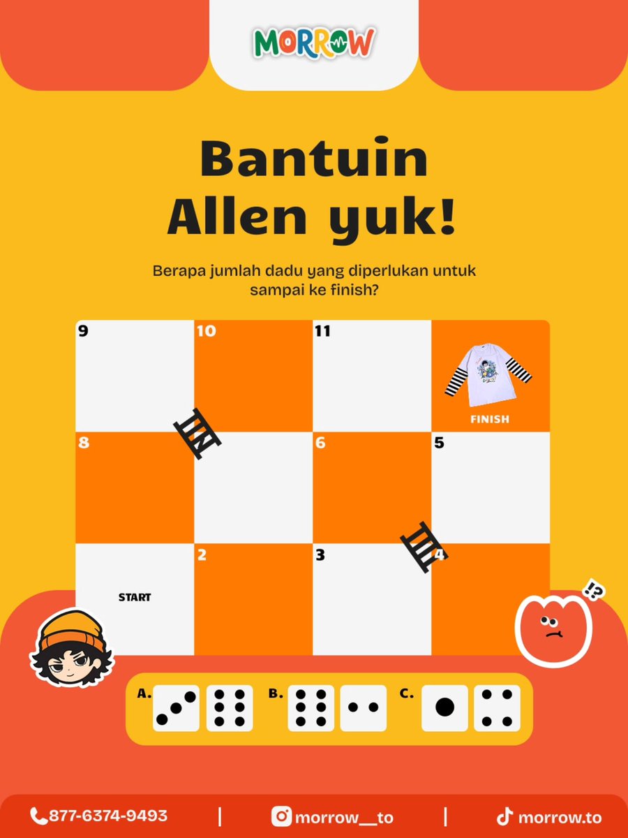 Alexandra112033's tweet photo. Bantu Allen menemukan jalan menuju kaos MORROW! Ikuti jalur ular tangga, lalu tulis di komentar: Allen berhasil sampai ke kaos atau malah terkena ular? Buktikan ketelitianmu! https://t.co/rF4KelVB6O