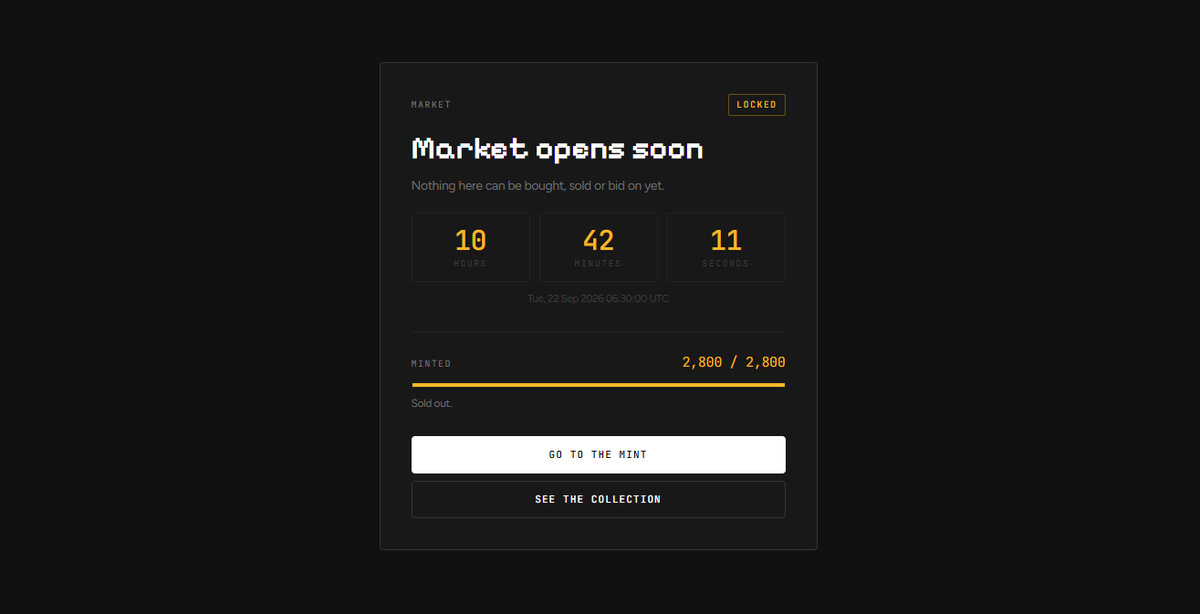 zaddrnet's tweet photo. sign in is working again.

the marketplace opens 22 sep, 06:30 UTC.

paid and did not get a face? the mint sold out at 2,800 and your refund is automatic. the full amount goes back to the address you named for delivery, on its own. nothing to claim, nothing to send. https://t.co/bBnO3D3G8V