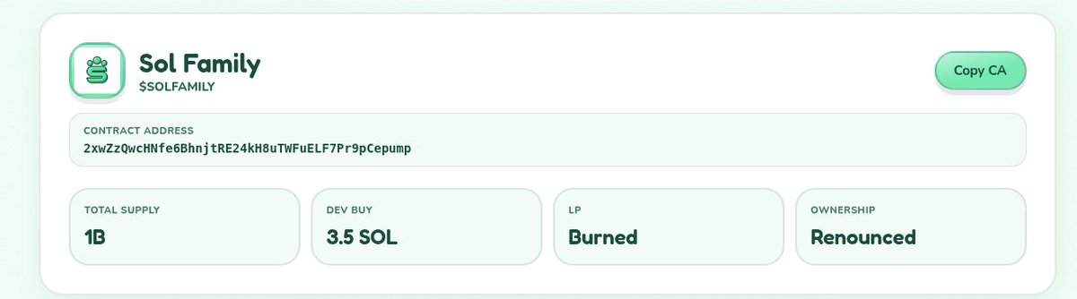 solfamilydotfun's tweet photo. Our contract address has been updated on the website.
https://t.co/bYzzEdMYwB https://t.co/GXQWlKo3ch