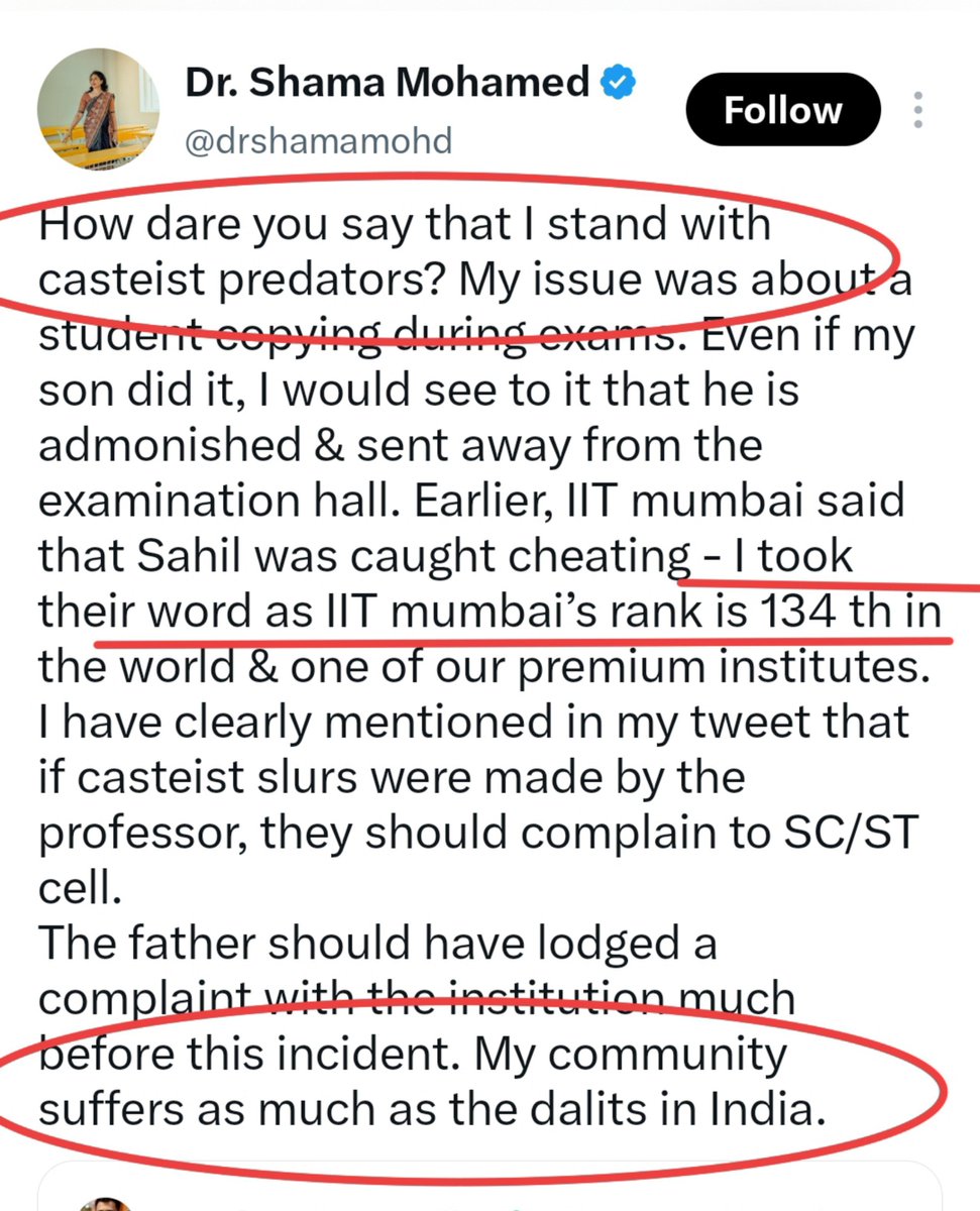 RahulSeeker's tweet photo. 1. She indeed stands with casteist predators.

2. She belongs to Mappila community, one of the most influential groups in Keralam. Historically shaped by Arabo-Malayli interaction, that followed a very closed association with Nairs.

3. Number 2 point clarifies both : the reason behind her stand with casteist brigade and also that her last sentence is entirely false. Indian Muslims were never a homogenous group.