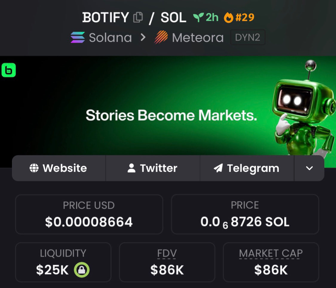 zack_zeus1's tweet photo. I highlighted #BOTIFY, valued at $86k market cap, in my exclusive Telegram community
#CryptoPump #Crypto #Altseason #Solana #AltcoinAlert https://t.co/WOBB70zj6A