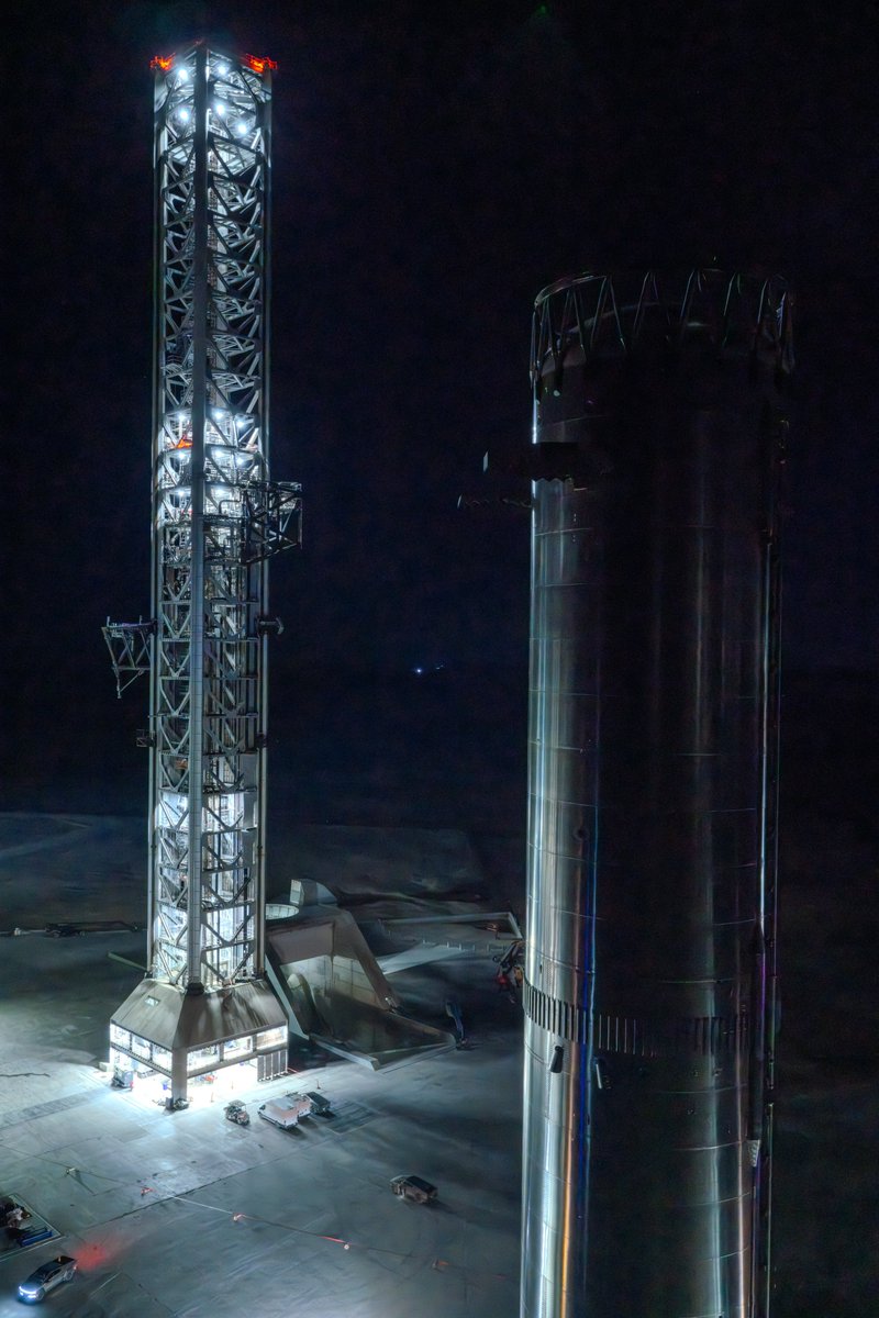 SpaceX's tweet photo. Booster 21 moved to the pad at Starbase https://t.co/GwW45MAkZY