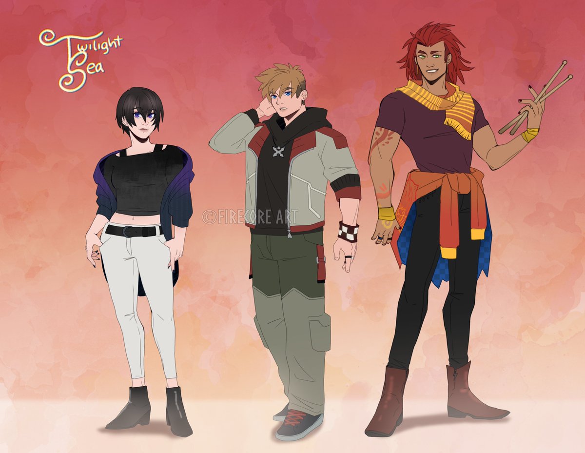 lenlen_kyun's tweet photo. I'm sorry for the silence, after all the tragedy I got back to finish my semester and have been concentrating on that. 

Twlight Sea is back in town!! I really enjoyed looking back to these designs... Band AU, my beloved. #kingdomhearts https://t.co/mkvYk2wEwp