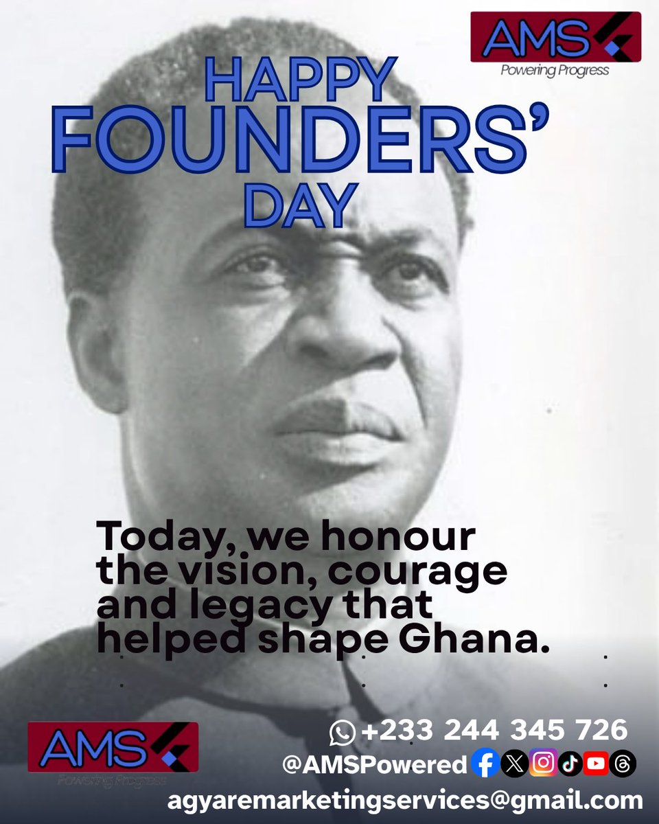 AMSPowered's tweet photo. At AMS, we remain committed to contributing to Ghana’s growth by delivering quality products, dependable services and solutions that keep businesses and industries moving.

Happy Founders’ Day, Ghana. 🇬🇭

AMS — Powering Progress. https://t.co/rqVuUr59k1