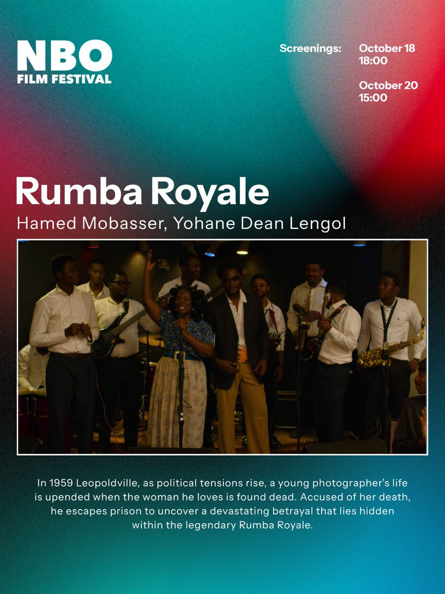 NBOFilmFest's tweet photo. Léopoldville, 1959.
The music never stops, but the truth won't stay buried.
Rumba Royale, starring Fally Ipupa, is a thriller set on the eve of Congolese independence, where a murder threatens to expose it all.
Catch it on #NBOFilmFest
#NBOFF7 #NBOFF26 #CinemaforUs https://t.co/B6CTj66T6K