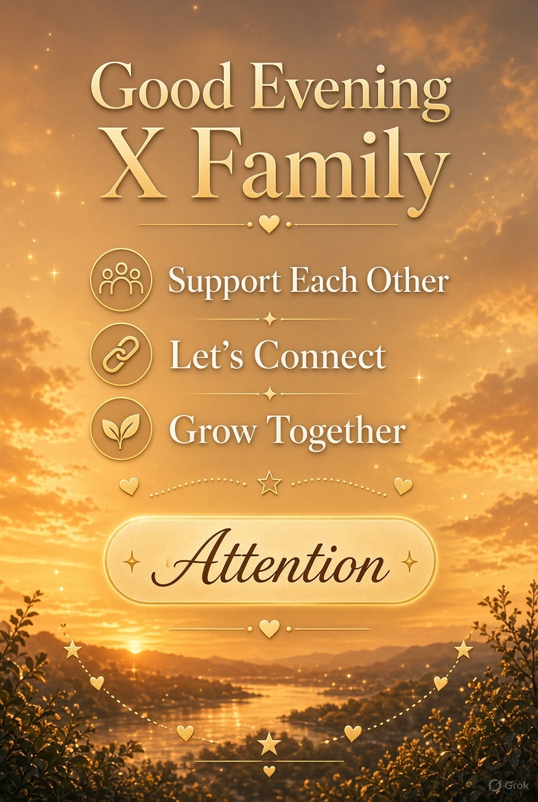 Shabinas90's tweet photo. Good Evening X Family 🌅  

Support each other  
Let’s connect  
Grow together  

Attention ✨  

#XFamily #GoodEvening #LetsConnect #GrowTogether #SupportEachOther https://t.co/fAV2bw5sC0