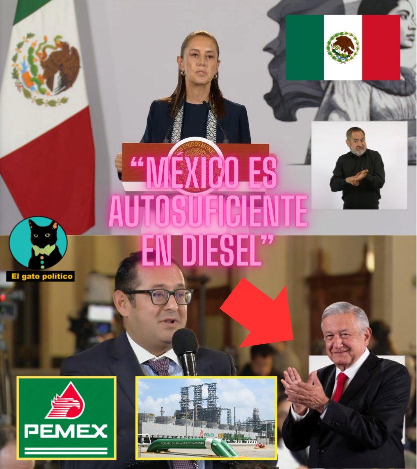 elgatopolitico_'s tweet photo. 🔴​🔴¡Gracias, AMLO!
Mientras que el mundo entero entra en una etapa de presión global, debido a la subida de precios del diésel (esto derivado de las guerras en Medio Oriente y en Ucrania), México es uno de los pocos países autosuficientes en diésel.

Tiene a Dos Bocas y a Deer Park, legado de AMLO para la nación:

"Sino existiera Dos Bocas estaríamos en un problema de abasto de diésel [...] ahora somos autosuficientes en la producción de diésel [...] todo lo que criticaron de la refinería Dos Bocas hoy se tienen que tragar sus palabras", dijo la presidenta.
#MañaneraDelPueblo 📛📛