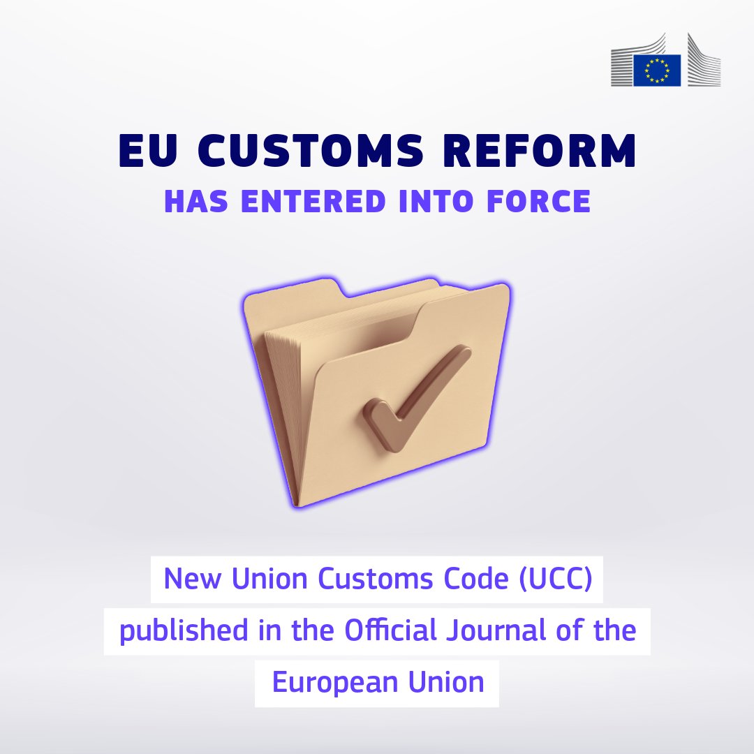 EUPublications's tweet photo. A major milestone for the EU’s Customs Union bas been completed!

The EU’s Customs Reform has reached its final legislative step following its adoption by @Europarl_EN and @EUCouncil. 

Read it on EUR-Lex: https://t.co/XhJFHedESU ⚖️

@Trade_EU @EU_Taxud https://t.co/puTAG0Al3V