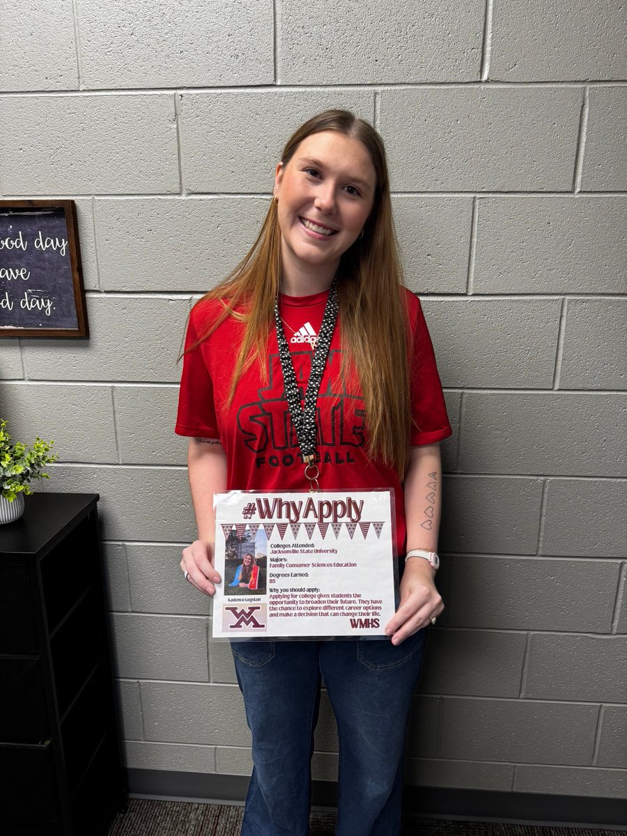 WestMorganHS's tweet photo. Our teachers representing their colleges and universities. #WhyApply https://t.co/F0ehCo6cqL
