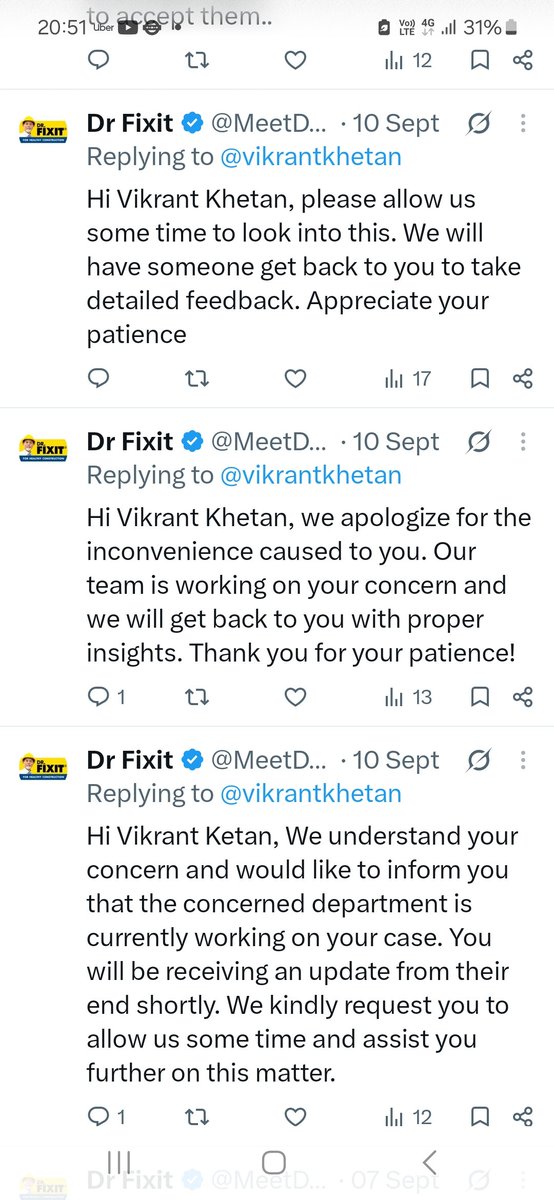 vikrantkhetan's tweet photo. @MeetDrFixit @BandBajaateRaho this are few snap shot no proper response. https://t.co/840WlymQOk