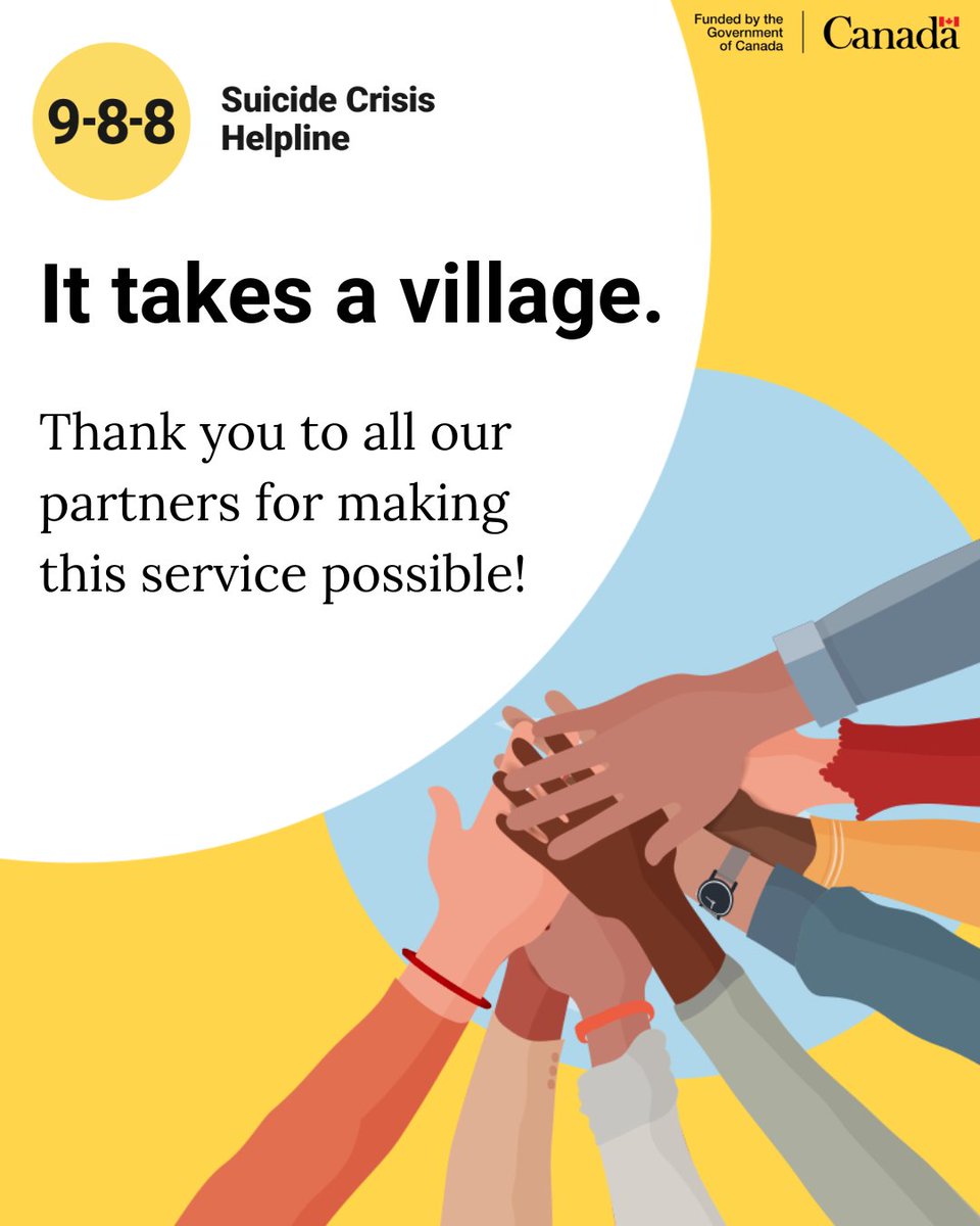 988Canada's tweet photo. A network of helplines across the country answer 9-8-8 calls and texts. Find out more about the amazing organizations behind 9-8-8: https://t.co/w1OGUvvPpn #988Canada https://t.co/nouqsBFeF0