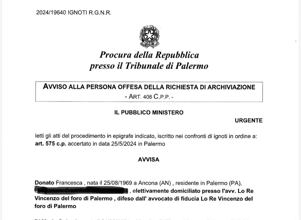ladyonorato's tweet photo. La procura di Palermo ha di nuovo, per la seconda volta, chiesto l’archiviazione del procedimento contro ignoti per l’omicidio di mio marito Angelo Onorato. Non ho ancora potuto leggere le motivazioni della richiesta né tantomeno gli atti di indagine, ma ovviamente presenterò opposizione anche stavolta.
Mi tocca ridiscendere nel tunnel e scavare nel fango e nella pietra per trovare la verità. Sarà dolorosissimo e sfiancante. Ma Angelo merita questo ed altro.