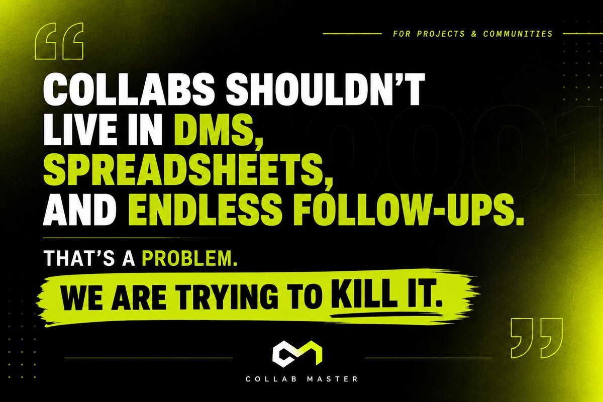 CollabMasterApp's tweet photo. Web3 has enough chaos already. 
Collabs don't need to add to it.
We're getting close. https://t.co/gOTzM4Z8lg