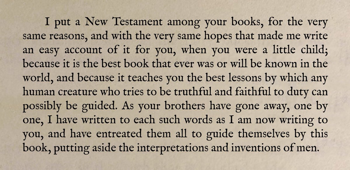 AlcuinPress's tweet photo. Charles Dickens making sure his youngest son is aware of why he gave him a Bible https://t.co/Pvx1dOO4HO