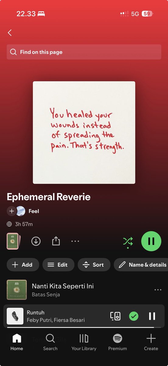 Fildzaarr's tweet photo. Udah lamaaaaa banget gak dengerin playlist inii karena berusaha lebih happy

Tapi sepertinya hari ini gausah bohongin diri sendiri awkkwk

Sebegimana aku terlihat happy juga sebetulnya gak keliatan happy yaa🥲🥲 https://t.co/FgykxTNHOr