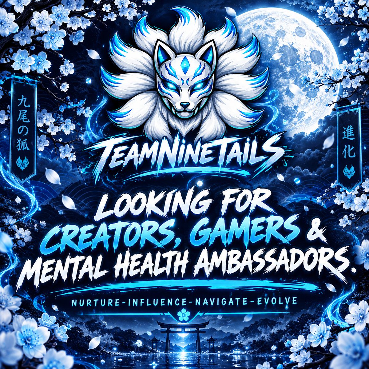 team_nine_tails's tweet photo. TeamNineTails - Looking for Creators, Gamers &amp; Mental Health Ambassadors. 🌸
NURTURE - INFLUENCE - NAVIGATE - EVOLVE. 
Join the evolution, be a part of the future. 🌸
Creators from Twitch, Kick, Rumble, YouTube. With a ever evolving system. Join our discord. 🌸 #TeamNineTails https://t.co/MkEeDStJXD