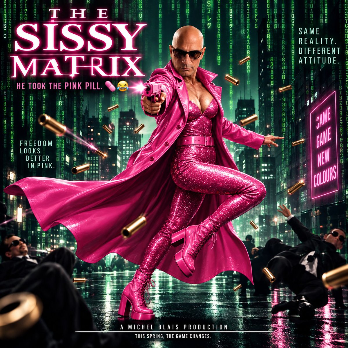 IamMichelBlais's tweet photo. #sissy
#TheSissyMatrix #MatrixParody #PinkPill #TheMatrix #Cyberpunk #SciFiParody #MovieParody #PinkPower #DigitalReality #MatrixVibes #AIArt #ParodyArt #MichelBlais #AMichelBlaisProduction πππ©·πΆοΈ https://t.co/GPm9Vwpl6o