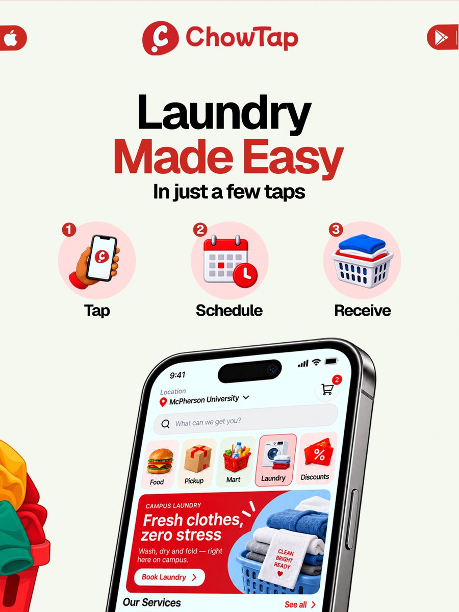 orderchowtap's tweet photo. Let's make laundry one less thing to worry about when school resumes.
Save this for your first week back.
#OrderChowTap https://t.co/8r756O7omy