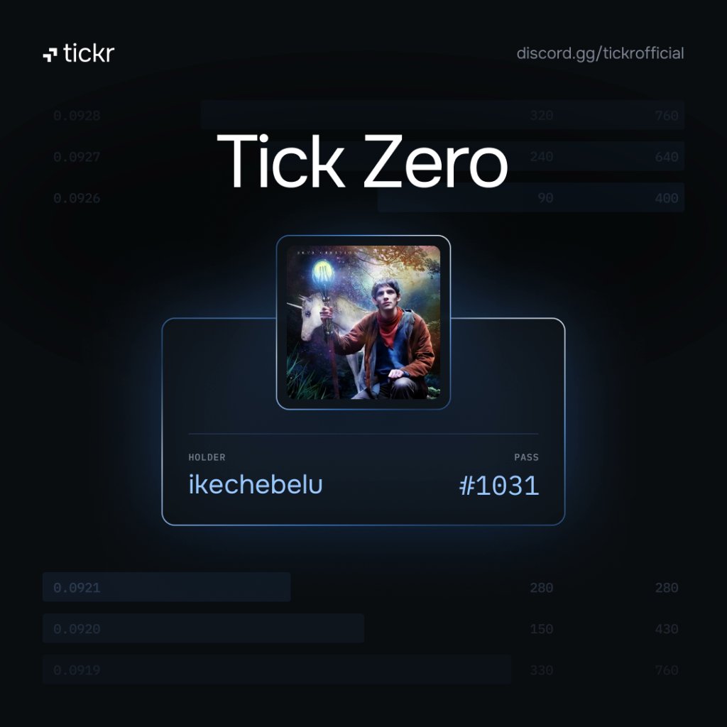 Sarkinecessity's tweet photo. Excited to be the #1031 of Tick Zero - @tickr_co's highest Discord role - the RWA perpetual DEX bringing the world's financial markets on-chain. #tickr https://t.co/i49jTqrVV6