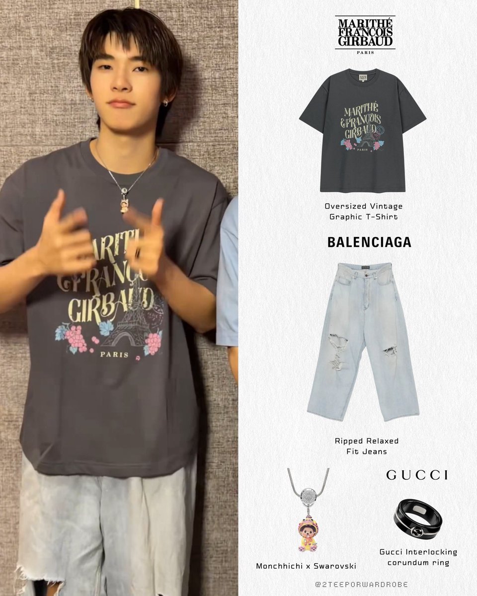 2teeporwardrobe's tweet photo. #twnpich 🐶 | #teeteeporwardrobe 

#Swarovski
Monchhichi x Swarovski

#Gucci 
Interlocking corundum ring

#MarithéFrançoisGirbaud
Oversized Vintage Graphic T-Shirt

#Balenciaga
Ripped Relaxed Fit Jeans https://t.co/j8utZqpeiD