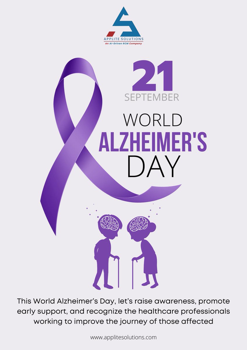 Applite_LLC's tweet photo. World Alzheimer’s Day | September 21
Today, we raise awareness about Alzheimer’s disease and the importance of early support, compassionate care, and informed healthcare.
#WorldAlzheimersDay #AlzheimersAwareness #DementiaAwareness #HealthcareAwareness #HealthcareProfessionals https://t.co/DoVsm2430x