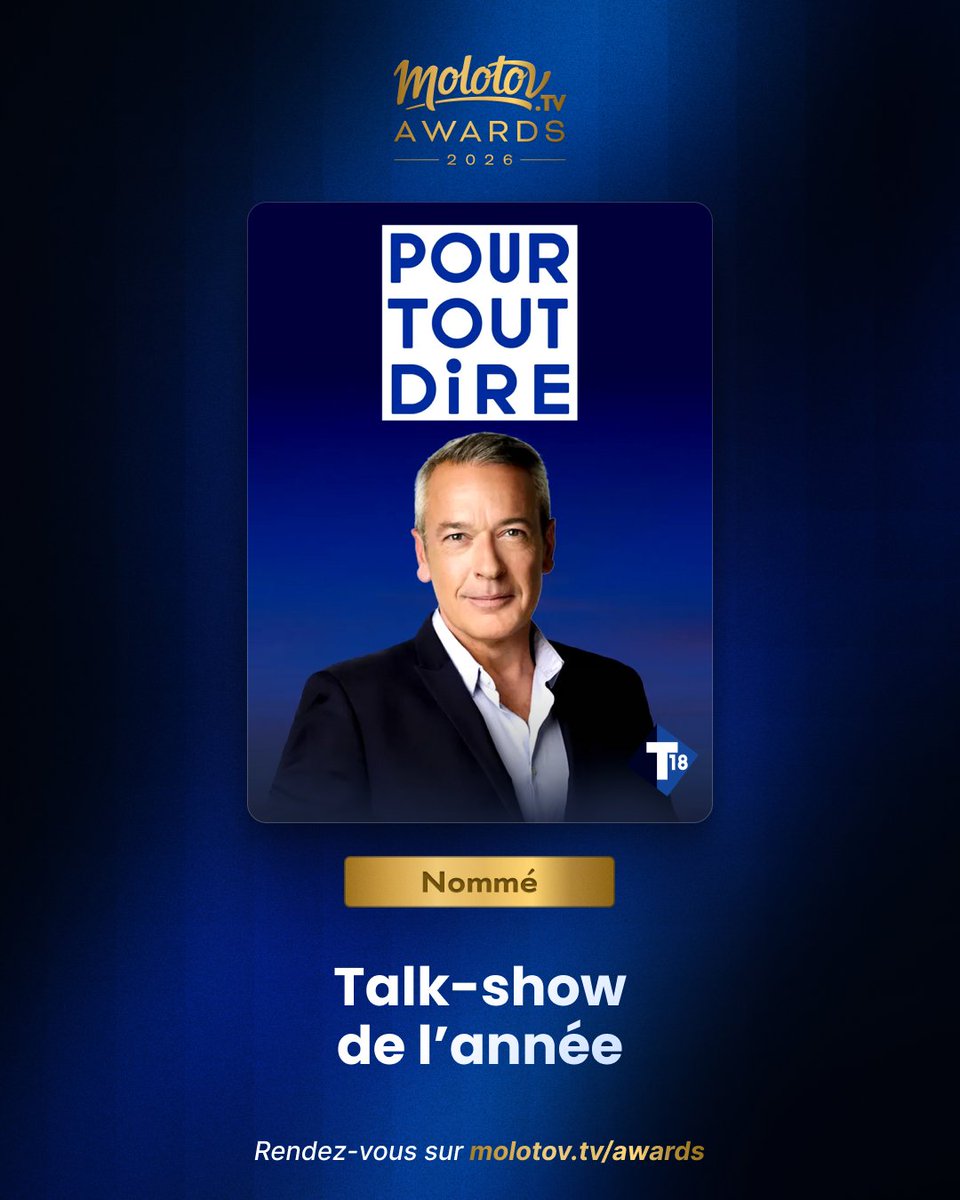 MolotovTV's tweet photo. Quel programme doit remporter l’award du talk-show de l’année ? Votez dès à présent sur ce lien : https://t.co/w2rQvzJ2Z6 🏆 #MolotovTVAwards https://t.co/GPe4UfzzQZ