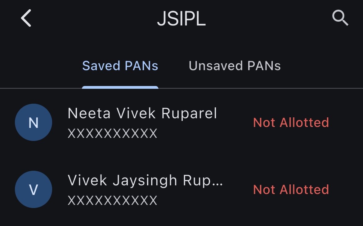 Vivek_Ruparel's tweet photo. #Ipo #JSIPL
no allotment ๐ https://t.co/cbFIDaMtl1