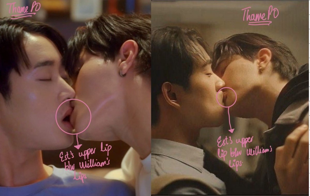 thamepogirlie's tweet photo. Watching YM EP 4 while waiting for my patient’s reports, and I just noticed WilliamEst’s kiss technique has evolved. Back then, William’s lips would enclose Est’s upper lip; now, it’s the other way around. Whatever they’ve been practicing, they’ve clearly perfected it👀 https://t.co/hQCHXd9eYF