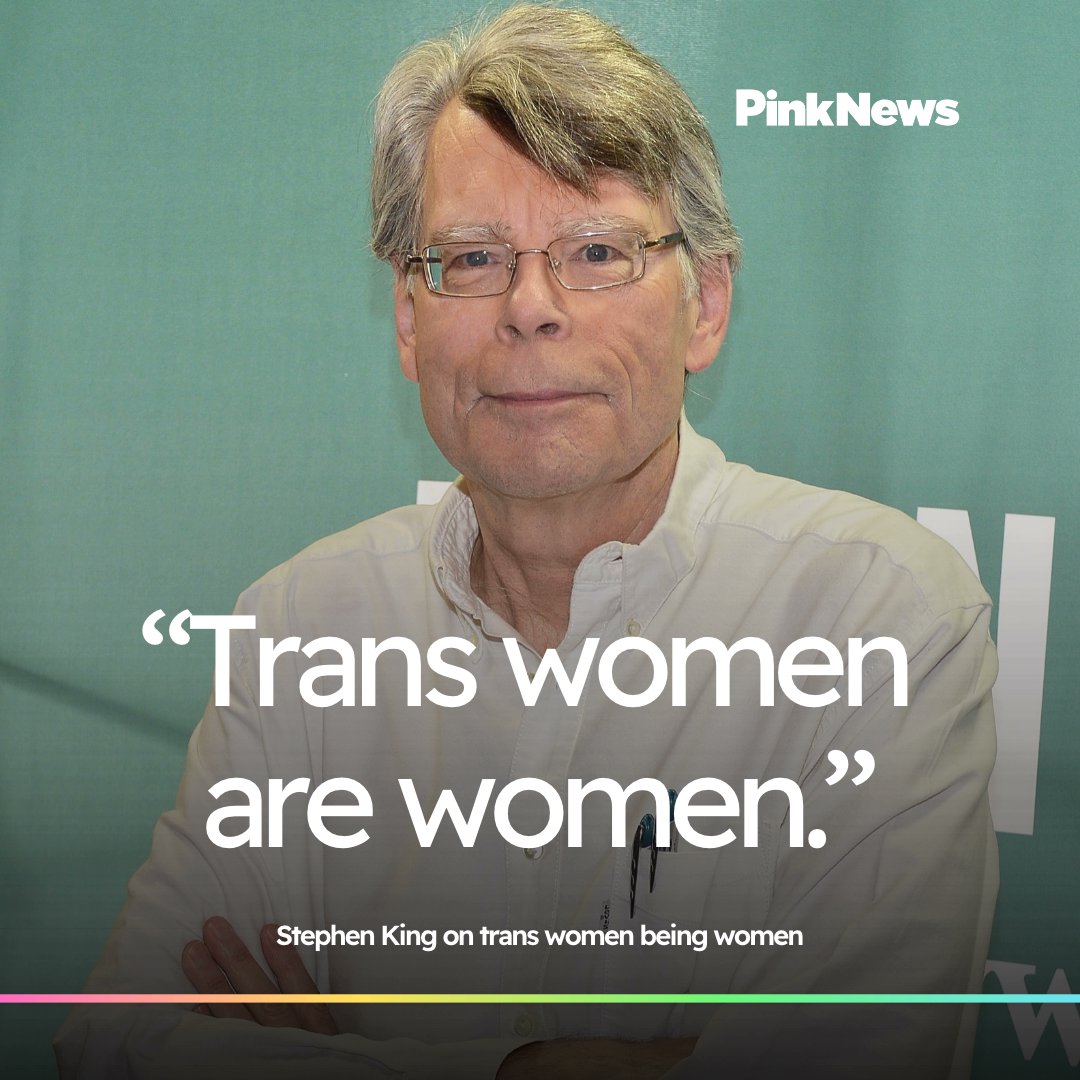 PinkNews's tweet photo. Happy birthday to Stephen King! 🎂

The American author may be the King of Horror, but he is also an ally to the LGBTQ+ community. 

In June 2020, King took to X to make his stance on trans rights clear, posting: "Yes. Trans women are women."

📷 Getty https://t.co/aQukkcny1F