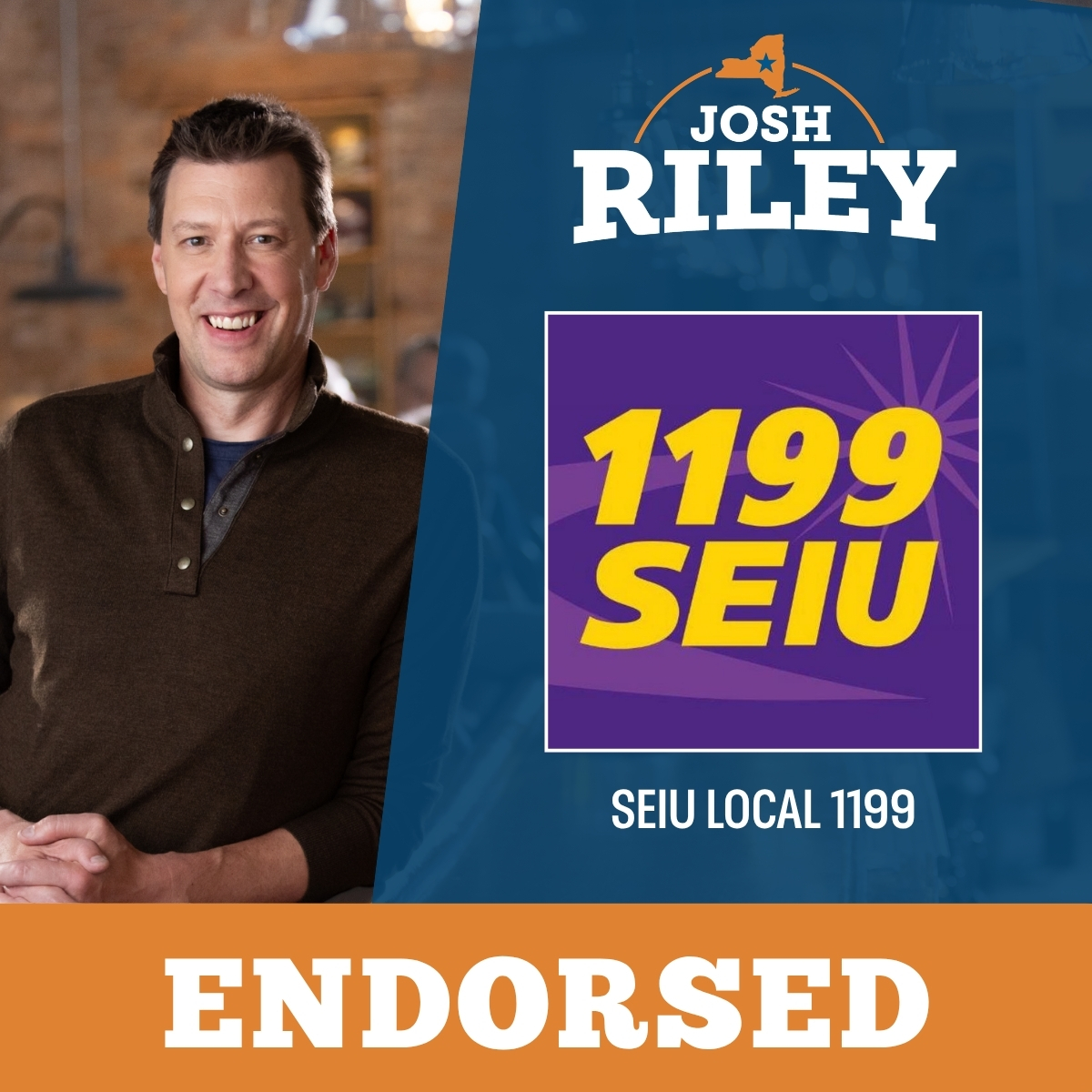 JoshRileyUE's tweet photo. Proud to have the support of @1199SEIU! Healthcare workers show up for our communities every single day, and I’ll always stand with them in the fight for good wages, strong protections, and quality healthcare for every family https://t.co/Er9ZpYWBYn
