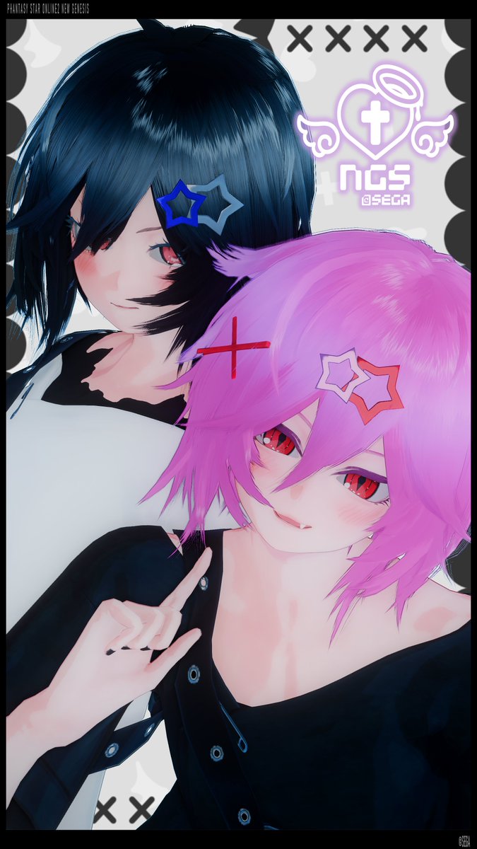 DemonBitchiko's tweet photo. ＃男性キャラ応援し隊
＃りずむロゴ
＃PSO2NGS_SS
💗💙 https://t.co/TmdHyUIRVt