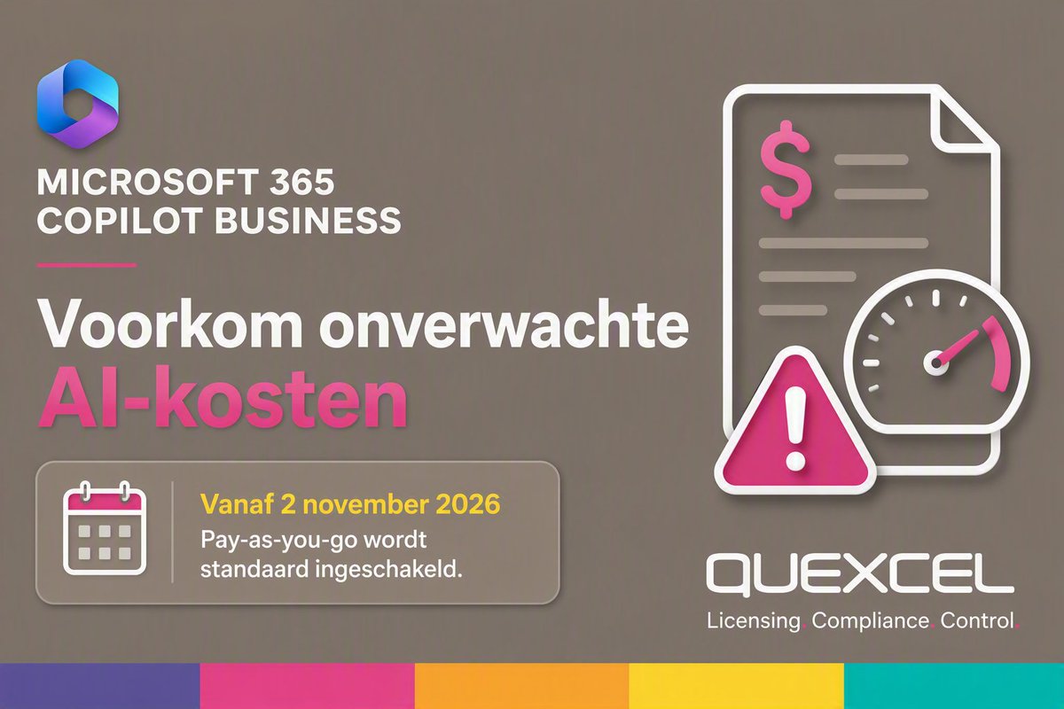 Quexcel's tweet photo. Microsoft-klanten riskeren onverwachte kosten door Microsoft 365 Copilot Business https://t.co/gkBa4yAc46 https://t.co/X6xsIRozlP