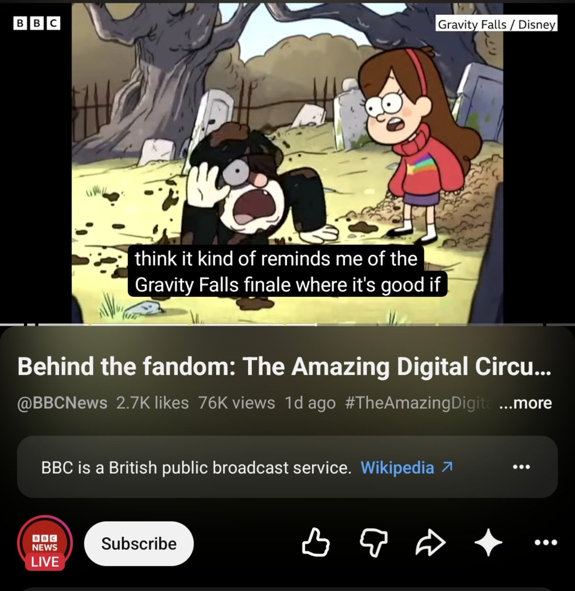 forever_gf618's tweet photo. Gravity Falls mentioned on the BBC TADC video 👀 https://t.co/g1wyA6QR4d