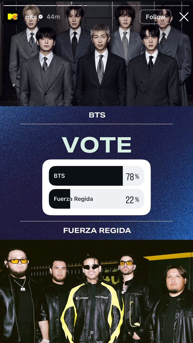VoteWithARMY's tweet photo. ARMY, the VMAs Best Group voting is now OPEN over on MTV’s IG story! 

Cast your 🗳️ for BTS 👇
🔗: https://t.co/19B01AtTma https://t.co/ckTJjxYYAL