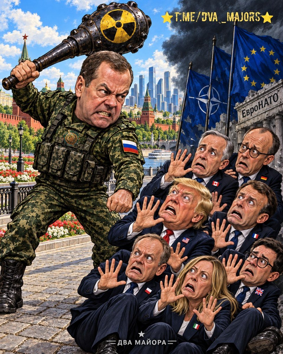 aleksthgrt's tweet photo. 🚨🇷🇺 Dmitry Medvedev, Deputy Chairman of the Russian Security Council, is raging online.

▪️He wrote on X (Twitter): "Le Pen called the transfer of Auchan’s assets to Russian management 'hostile actions.' Thousands of sanctions against Russians in France, plus missiles for the degenerates in Kiev—was *that* friendly? It seems Le Pen’s party is now just like any other European party: Russophobia and support for the Nazis in Kiev."

▪️And a few days earlier on Telegram: "But lo and behold, their companies are a sacred cow. Don't touch Nestlé, Auchan, and the rest that used to bring us decent revenue. Even temporary management by presidential decree caused a wave of panic among European governments.

▪️Hey, you pathetic lot! What are you talking about? Ideally, we should go beyond just the temporary management of foreign assets...

▪️After all, just like a hundred years ago, European scum understand only brute force.

▪️P.S. Then again, across the ocean, they also only understand the language of direct military deterrence—which is exactly how we should respond to Russophobic abominations like the 'dead terrorist Graham's' bill."

▪️Everyone has their own triggers—some are infuriated by sanctions and by disappointment in those on whom they once pinned their hopes. ▪️Personally, we are appalled by the impunity with which European and American scum test lethal weapons on Russian citizens.

▪️Every single day. And with total impunity.

▪️Let the stance of this European bourgeois woman serve as yet another prime example for all those high-ranking figures who still hope for a miracle—namely, the rise to power of supposedly pro-Russian forces in the West.