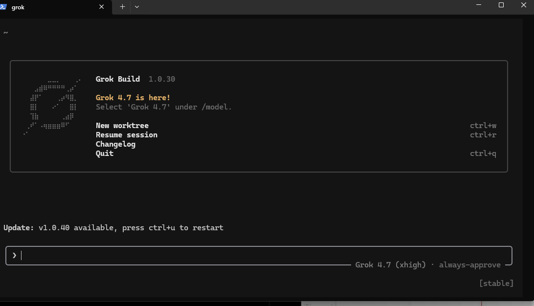 gitgoats's tweet photo. Grok 4.7 is here !!!! https://t.co/mkr6QHuHQU