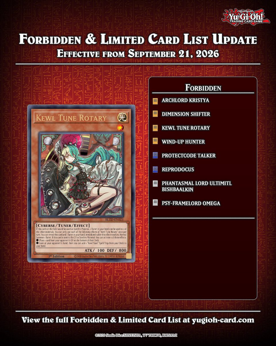 TrifGaming's tweet photo. Spent a lot of time reflecting and this is the worst banlist we ever had. Worst. This is actually a fuckin joke of a banlist. They ban the fairest deck of all the unfair meta decks just for it to be replaced by toon soon and left all the unfair go 1st nonsense untouched. Incredibly tone deaf and horrible horrible horrible horrible banlist.

PILES are left entirely untouched. Reprodocus wasn’t even played anymore. Protectcode is IRRELEVENT. The deck has bodies to spare. Just add the 1 extra body. Still changes NOTHING. Are we even serious right now lmfao wtf is this 

Elfnote hit was LAUGHABLE you replace the 4 starters with your choice of 10 new broken starters between new ars magna starters or theoralize lmaoooooooooooooo

I understand Rotary but you hit literally nothing else so wtf was the point? Kewl tune put up a fair board you will all miss dueling Kewl tune when you will now have to duel 15 negate pile decks and ars magna decks

When we needed a good banlist the most they failed us.