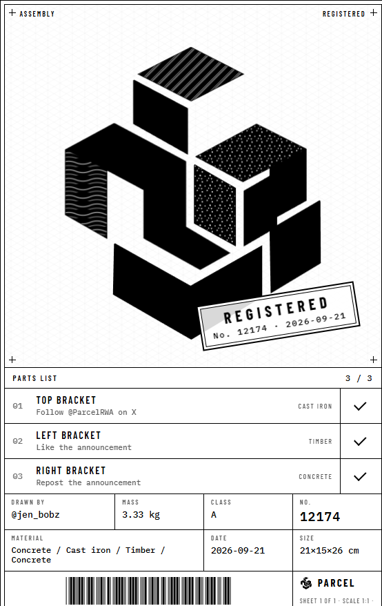 jen_bobz's tweet photo. Joined for @ParcelRWA.

https://t.co/fAypixMchN https://t.co/h4Z4RiGBXU