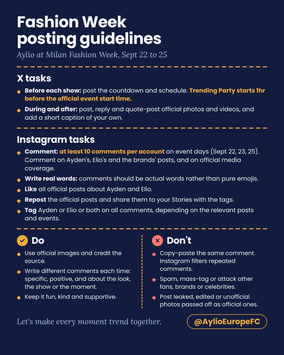9399_moonsun's tweet photo. Just a heads-up, (#.AyLioMFWSS27) will be used starting on September 21st at 6 PM (Milan time) or 12 AM CST later☀️🍊

This general hashtag will be used throughout the Fashion Week events, it will be used here and on IG 🧡

#aylio #政瞳 #aydensng #lyusitong https://t.co/mNdh7CUsqE