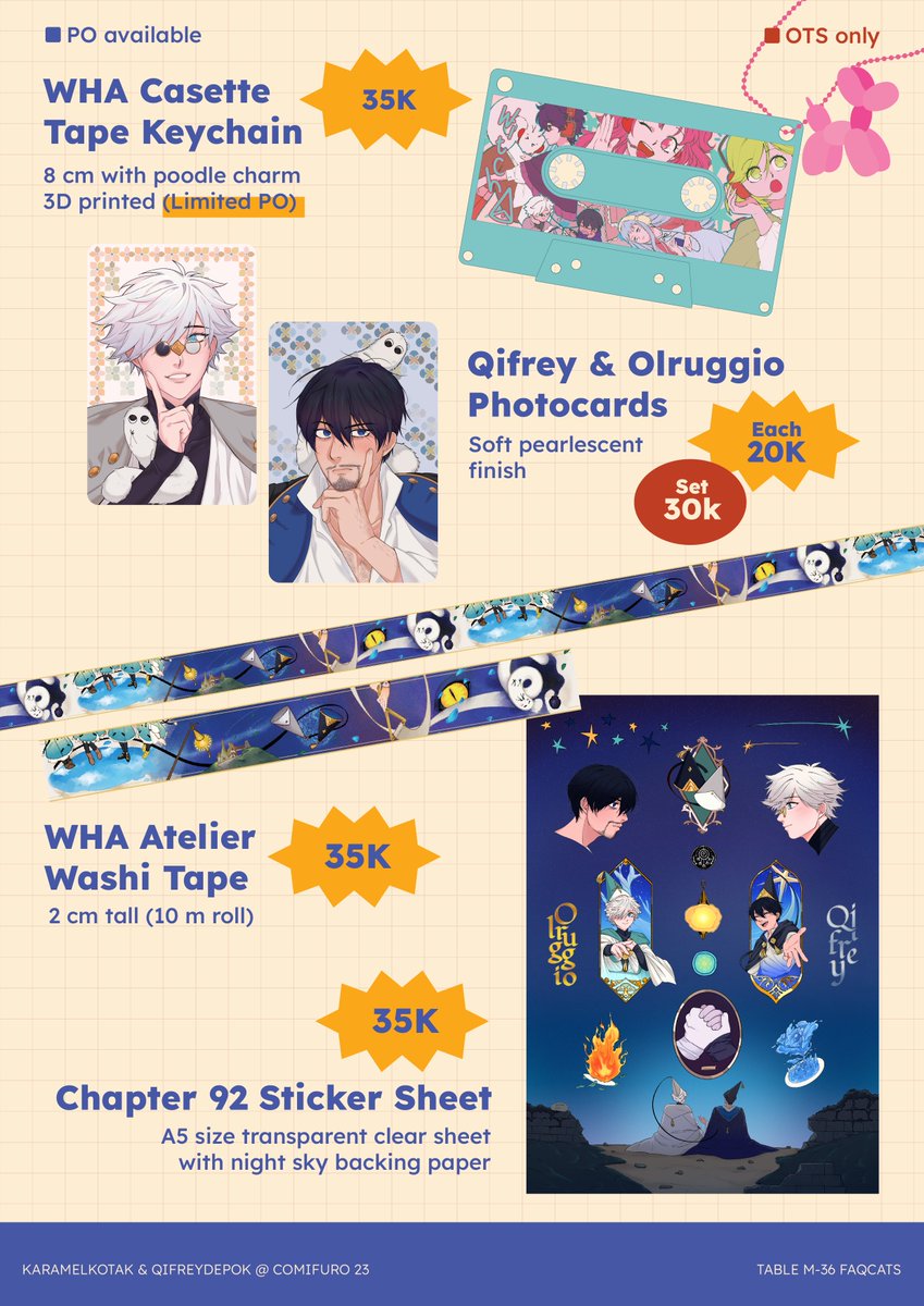 karamelkotak's tweet photo. [♥️&amp;🔁 appreciated!]

Rojya and Kemmi's #CF23 PO is here!
🗓 PO period: Sept' 22 – Oct' 2, Pick up Only
📍 M-36 (FAQCats) Both days 
🖋️ Fandoms: WHA, FFXIV, OC, TSHD, Fatui Harbingers
🔗 F0rm link at the end of the thread!

#comifuro23 #cf23catalogue (1/2) https://t.co/BH1C8IOD6h