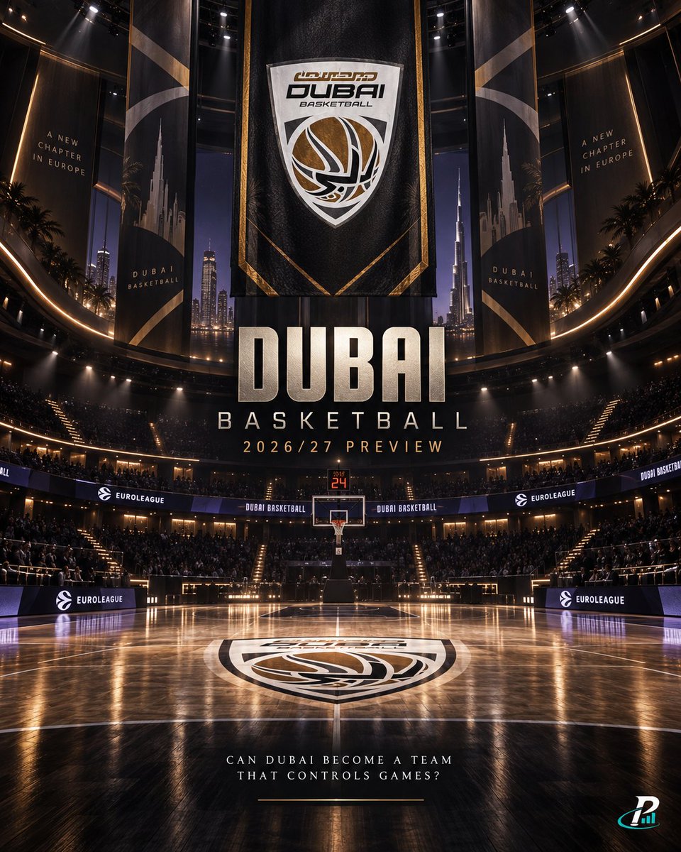 PivotMetrics's tweet photo. DUBAI BASKETBALL 2026/27 PREVIEW 🟣

Dubai already proved they belong in EuroLeague.

Now they have to prove they can control it.

Their debut season ended 19-19, just one place outside the Play-In, before they went on to win the ABA League title.

The offense was never really the issue.

Dubai scored 88.1 points per game in EuroLeague.

They also allowed 88.0.

So this summer wasn't just about adding more names.

It was about adding structure.

Xavi Pascual arrives with Thomas Walkup, Elie Okobo, Tornike Shengelia, Jaron Blossomgame and Mamadi Diakite joining a core that already included McKinley Wright, Dzanan Musa, Dwayne Bacon, Davis Bertans, Filip Petrusev and Mfiondu Kabengele.

That's a serious amount of talent.

But Walkup might be the signing that explains the direction best.

Dubai already had creators.

Wright averaged 12.7 points and 6.1 assists last season. Musa can score from multiple levels. Bacon can manufacture shots. Okobo arrives after averaging 11.2 points and 4.9 assists with Monaco.

They didn't desperately need another player demanding the ball.

Walkup gives them something different: defensive pressure, organisation and someone who can keep everyone else in the right places.

That becomes even more important under Pascual.

Because this roster can now play almost any way he wants.

Shengelia can create from the 4 and punish switches.

Bertans stretches defenses several metres beyond the line.

Petrusev can play either frontcourt position.

Blossomgame gives them athleticism and defensive versatility.

Diakite adds mobility and rim protection.

And Kabengele remains one of the most productive bigs in Europe after averaging 14.2 points and 6.1 rebounds in his first EuroLeague season.

Functional depth chart:

PG — Wright / Walkup / Okobo / Mintz / Kondic
SG — Musa / Prepelic / Okobo 
SF — Bacon / Blossomgame / Anderson / Dangubic
PF — Shengelia / Bertans / Petrusev / Blossomgame
C — Kabengele / Kamenjas / Diakite

The challenge is obvious.

There are a lot of players here who deserve touches.

Wright needs the ball to organise. Musa and Bacon need freedom to attack. Okobo can run offense himself. Shengelia is at his best when possessions actually flow through him.

Pascual has to turn all of that into something more disciplined than simply taking turns.

We already saw the contradiction against Real Madrid in the SuperCup.

Dubai went 16 points up, scored 95 and pushed Madrid to overtime.

They still lost.

That doesn't define the season.

But it does describe the next step.

Dubai no longer need to prove they can score with Europe's best.

They need to prove they can defend, manage possessions and close games like Europe's best.

Is Dubai's next step really about more talent or about finally becoming a team that controls games?