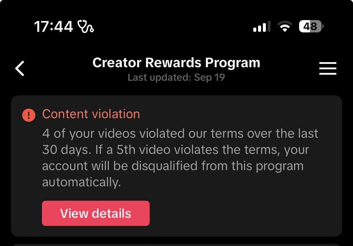 yklaurx_'s tweet photo. @TikTokSupport fix your mistakes, pay your creators. 
I've had countless of my Original content removed for ''low Quality'' and after explaining and providing proof of my originality, you still disqualify me from creator program. This always happens when a video over a Minute is starting to do well and I am now assuming It is because you simply do not want to pay your creators.