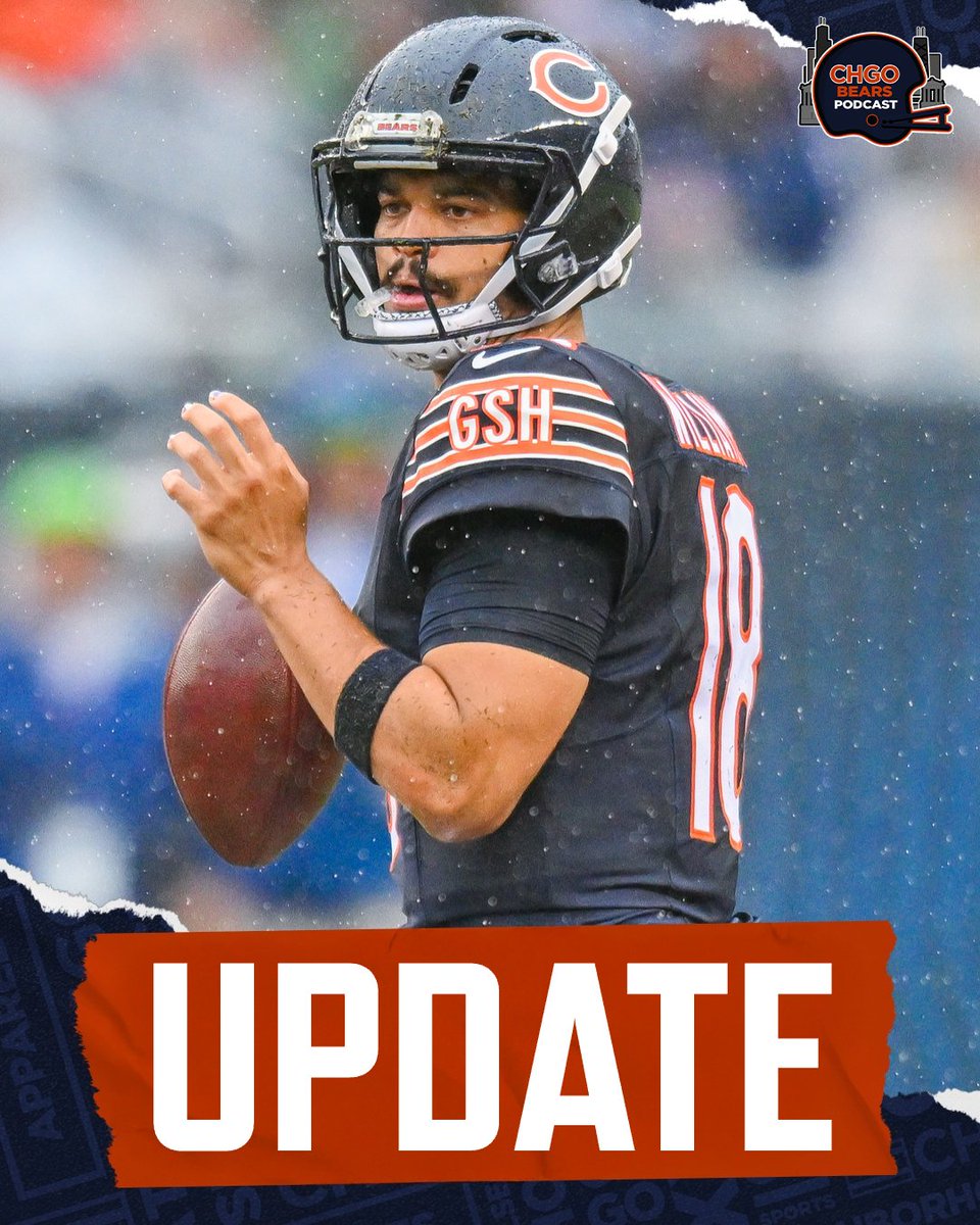 CHGO_Bears's tweet photo. 𝐁𝐑𝐄𝐀𝐊𝐈𝐍𝐆: #Bears QB Caleb Williams avoided a major hamstring injury, testing confirmed Monday, per @TomPelissero.

Pelissero adds the team isn't ruling Williams out yet for Week 3 next Monday vs. the Philadelphia Eagles. https://t.co/Lt1QqXWk1W